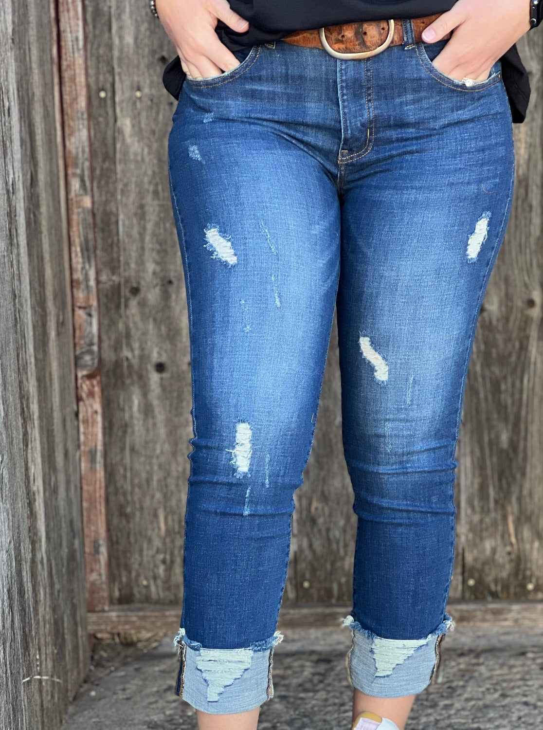 Felicia Dark Cuffed Jean by Risen Horse Creek Boutique