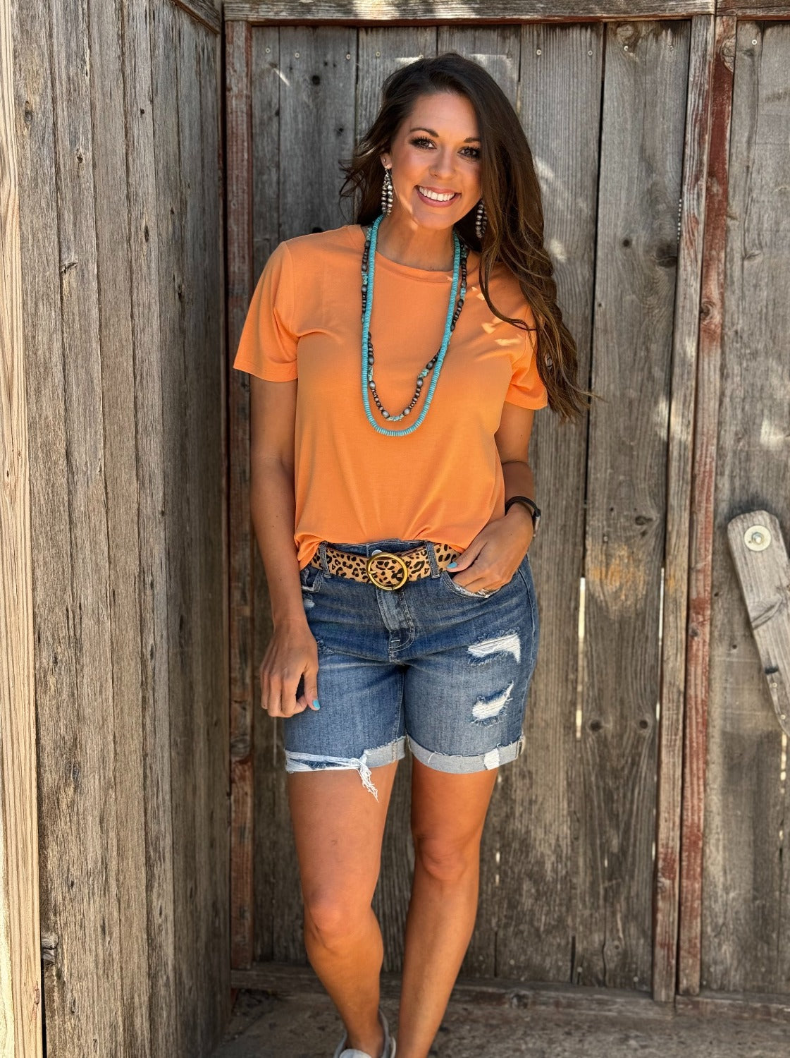 Khloe Orange Basic Top Horse Creek Boutique
