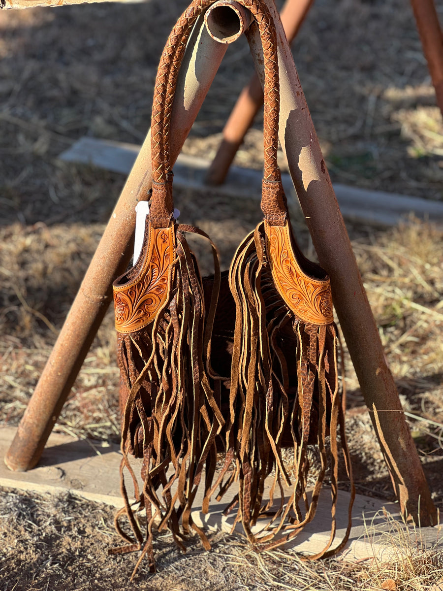 Brown Tooled Fringe Leather Purse – Horse Creek Boutique