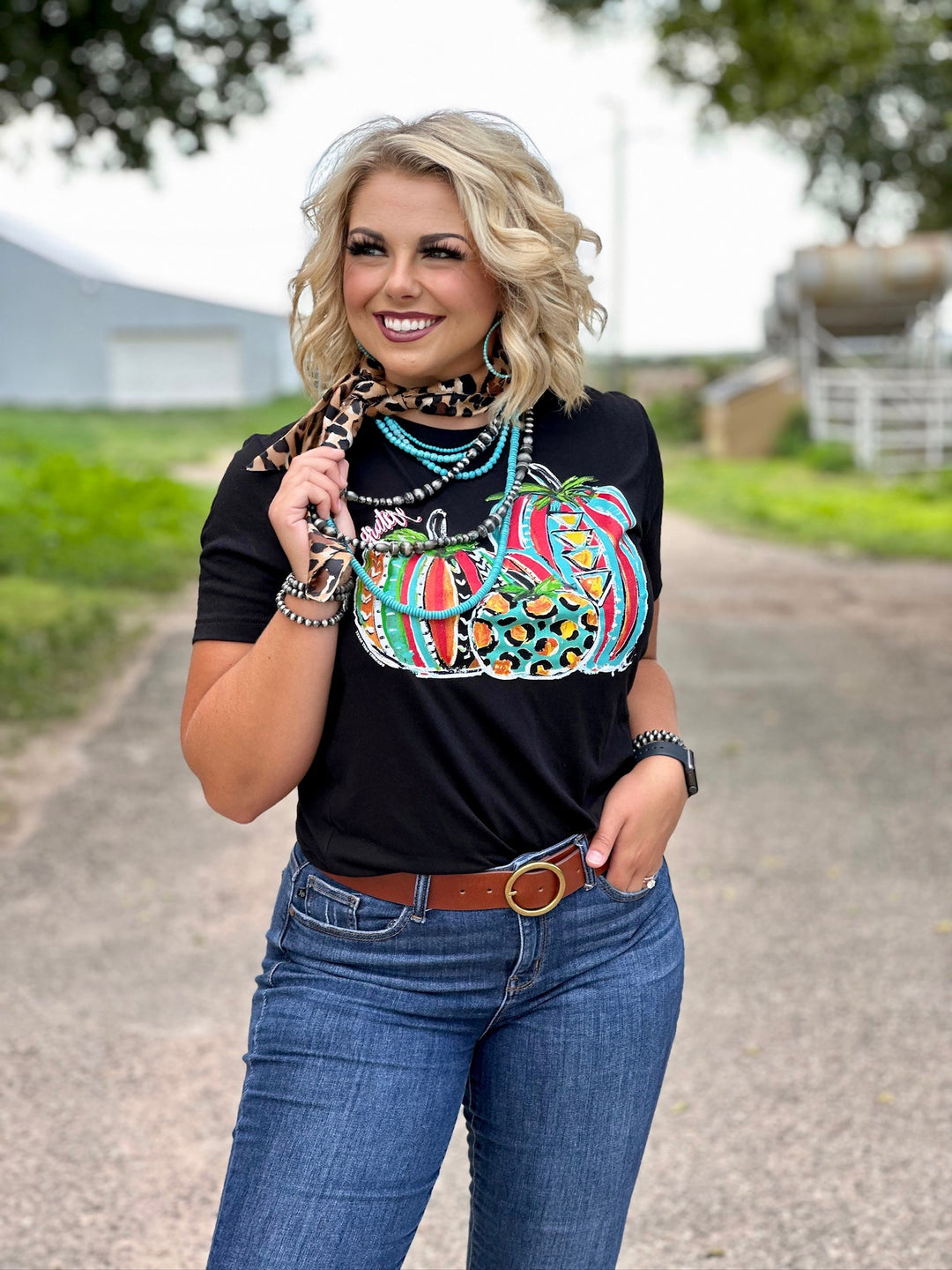 Callie Ann Stelter Trio of Pumpkins art on a T-shirt