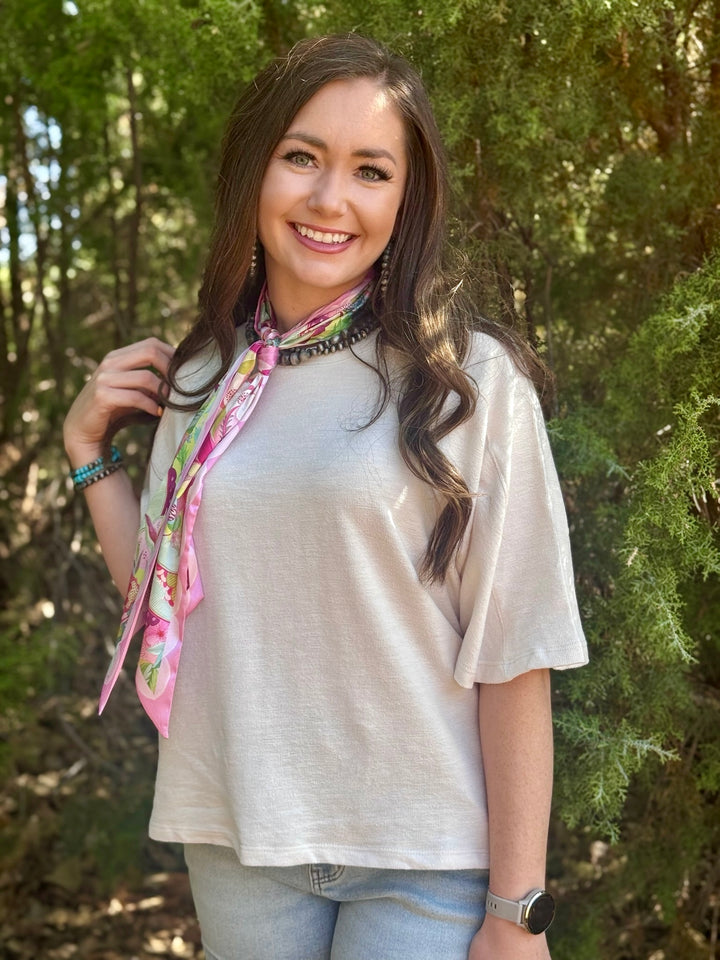Justina Cream Textured Top