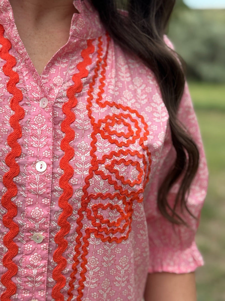 Flowers Everywhere Pink Floral Top by Sister Mary