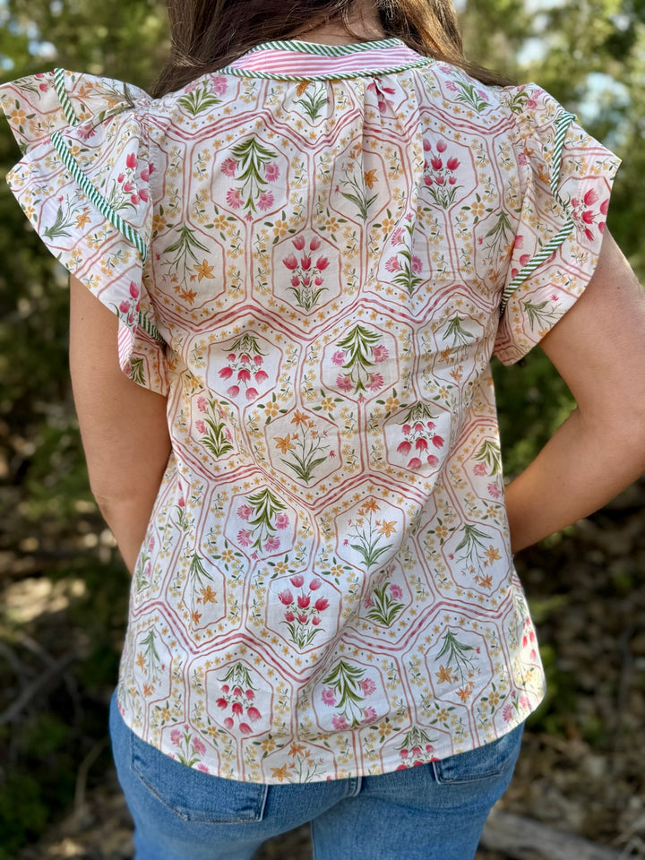 Bridget Floral Ruffle Sleeve Blouse