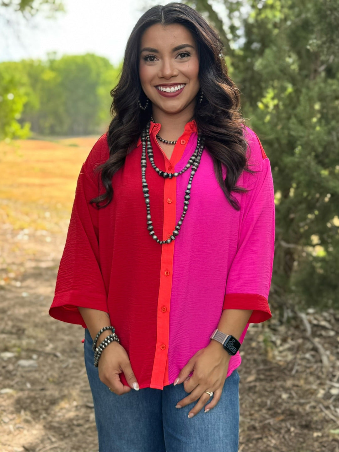 Red & Pink Side by Side Top