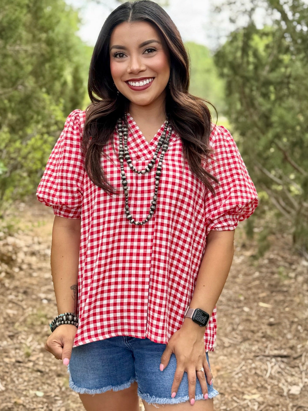 Adore Me Red Gingham Top