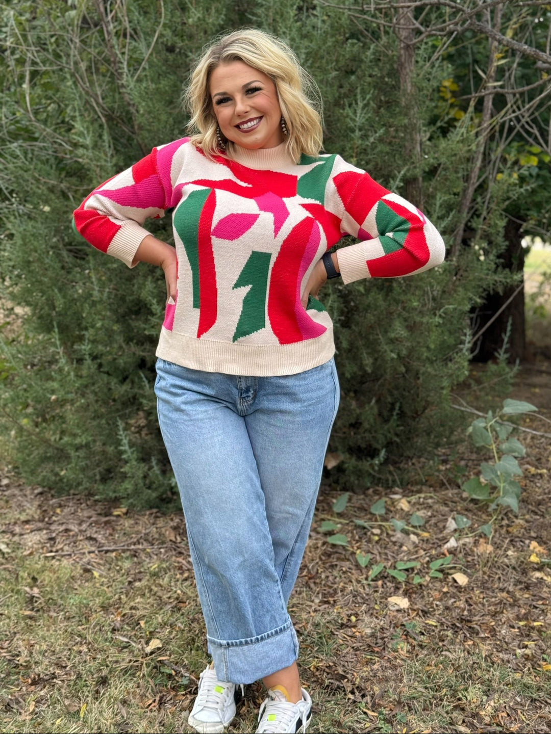 Festive Abstract Knit Sweater