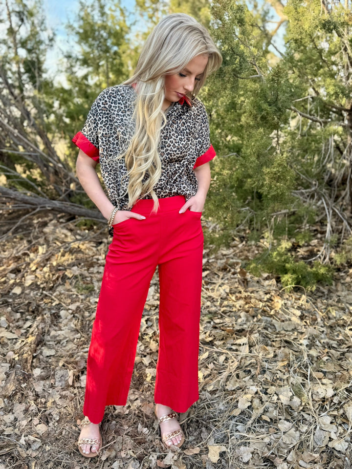 Sutton Red & Leopard Top