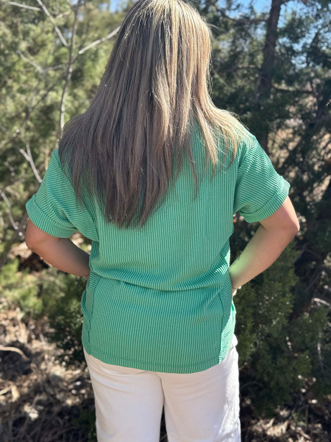 Saige Ribbed V-Neck Top