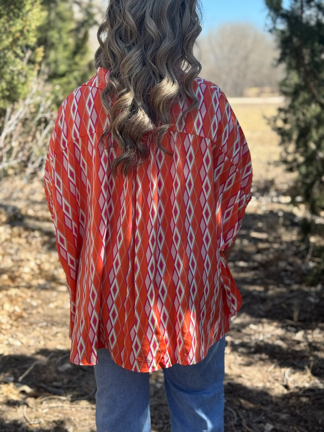 Sunset Diamonds Button Down Blouse