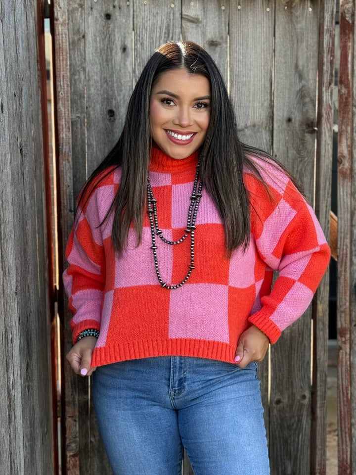 Ansley Orange & Pink Sweater