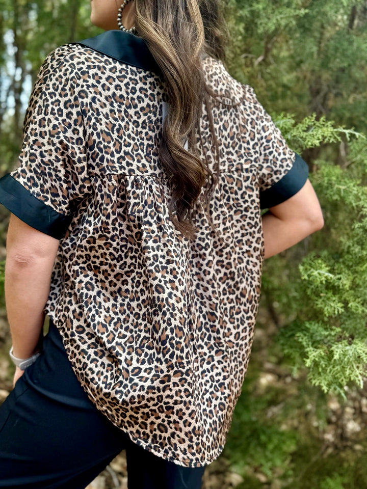 Reagan Leopard Button Down Top