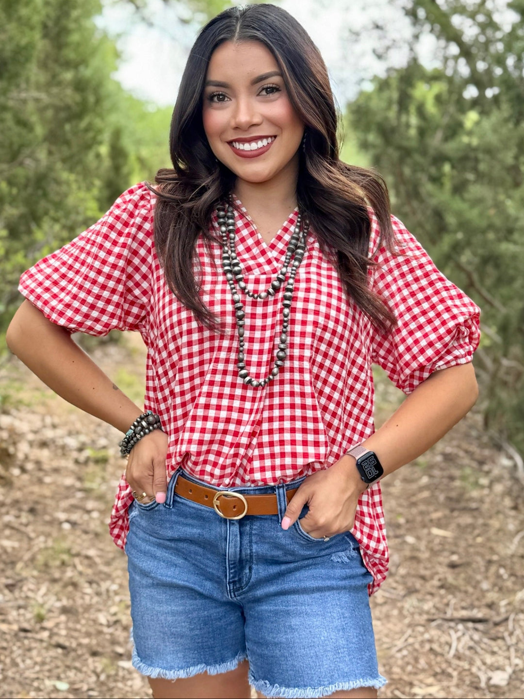 Adore Me Red Gingham Top