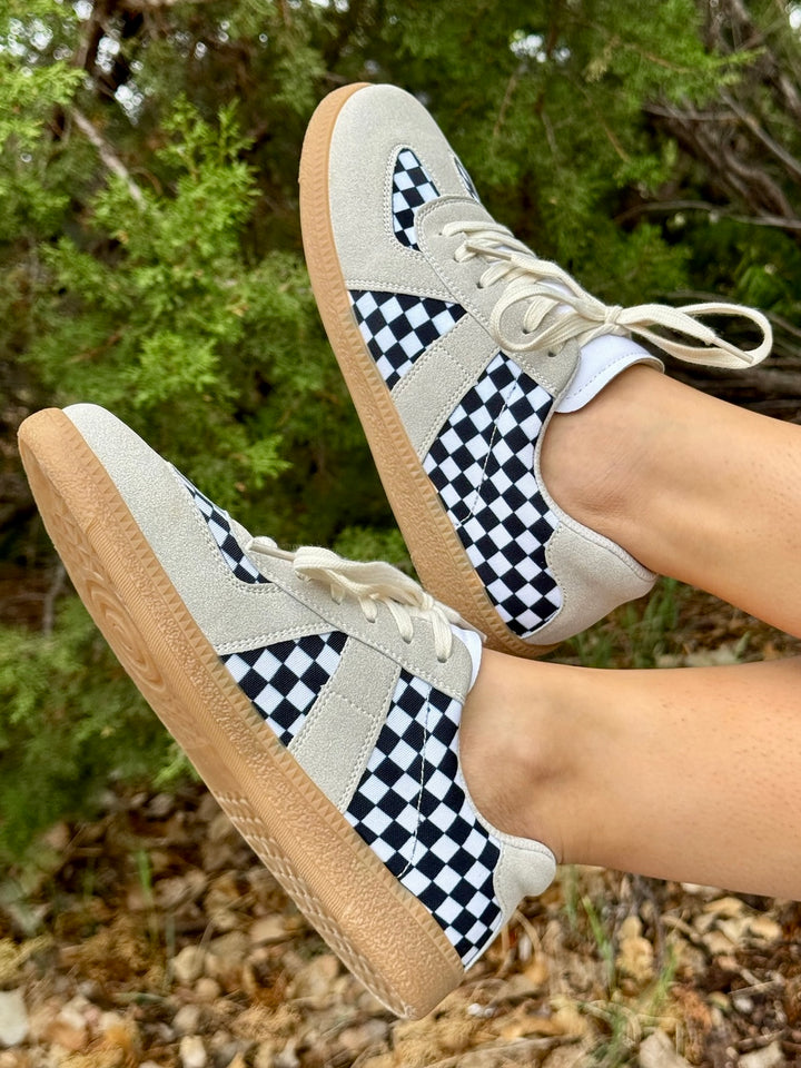Black and White Checked Sneakers