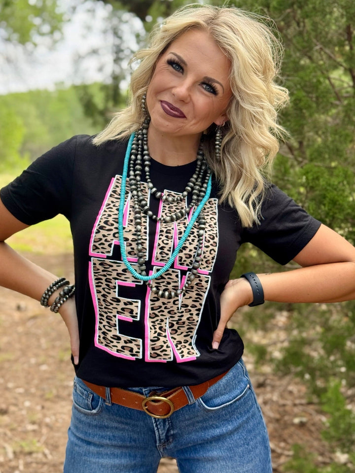 Leopard AMEN Graphic Tee by Texas True Threads
