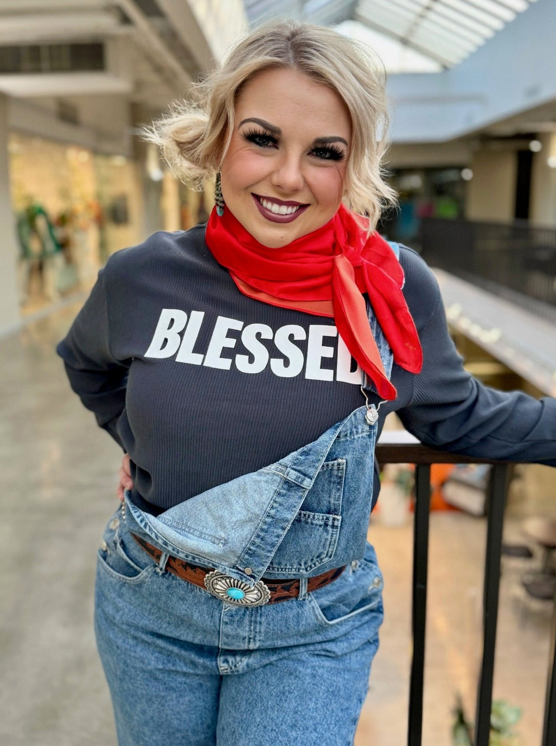 Blessed Grey Corded Pullover by Texas True Threads