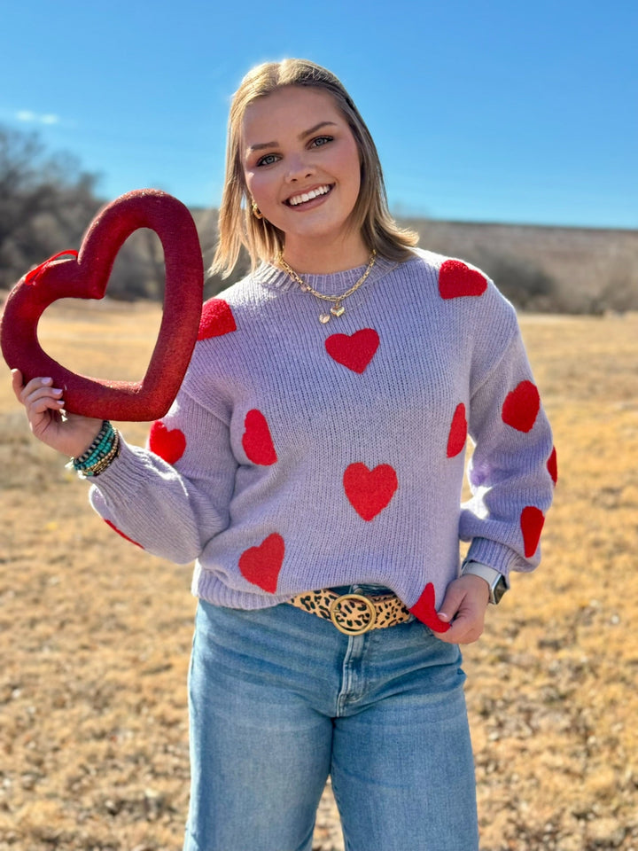 Morgan Heart Patch Lavender Sweater