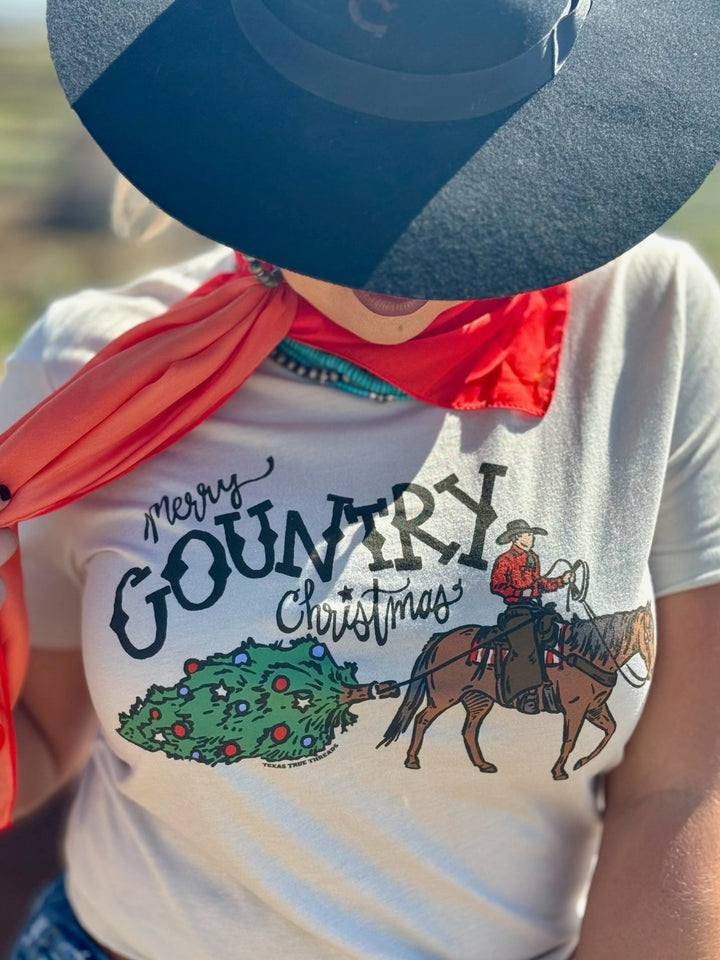 Merry Country Christmas Graphic Tee by Texas True Threads