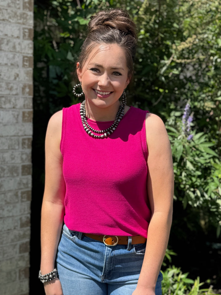 Dawn Magenta Sweater Tank Top