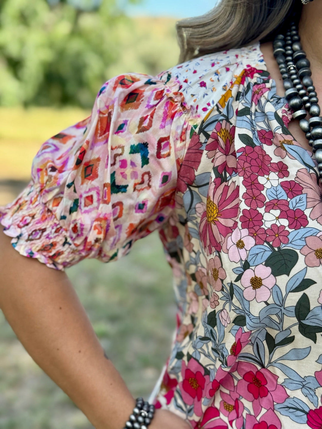 Beverly Floral Peasant Sleeve Blouse