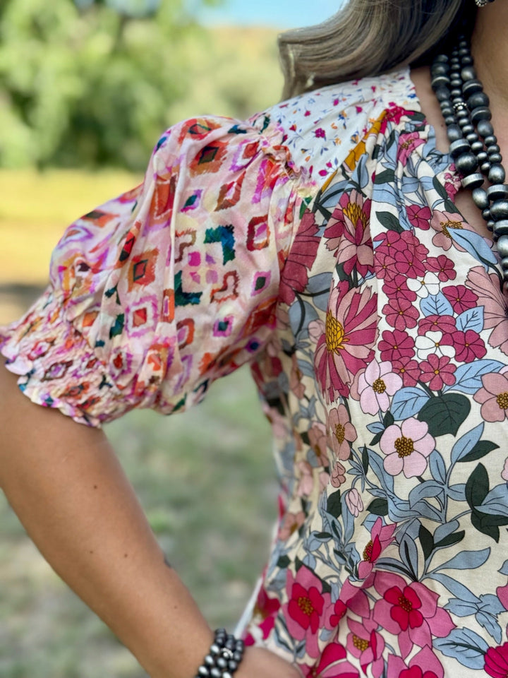 Beverly Floral Peasant Sleeve Blouse