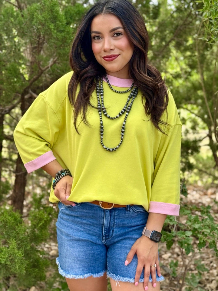 Baxter Green & Pink Top