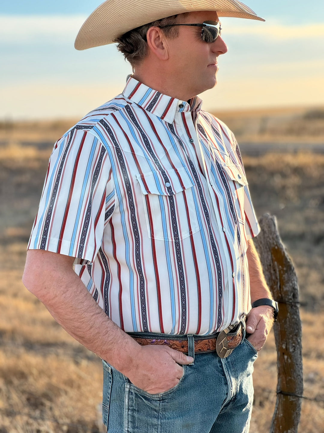 Brooks Red, White & Blue Striped Men's Shirt by Ferrell