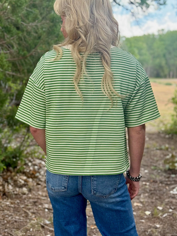 Lucky in Green Stripes Top