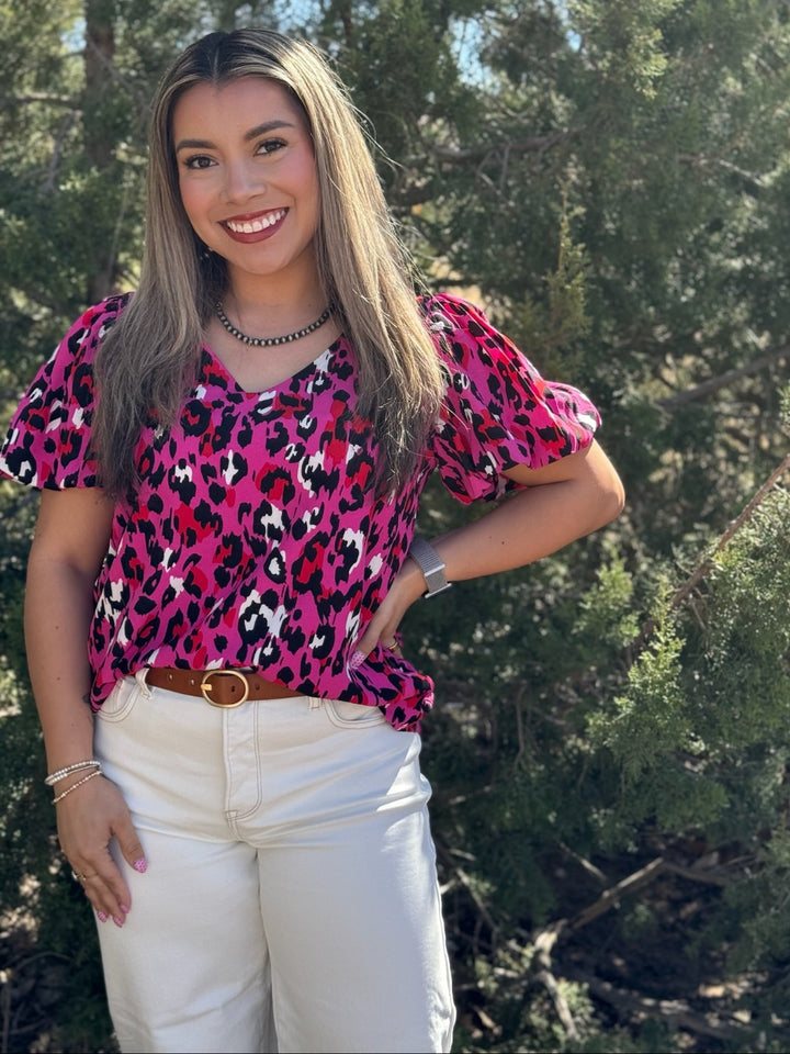 Tammy Pink Leopard Top