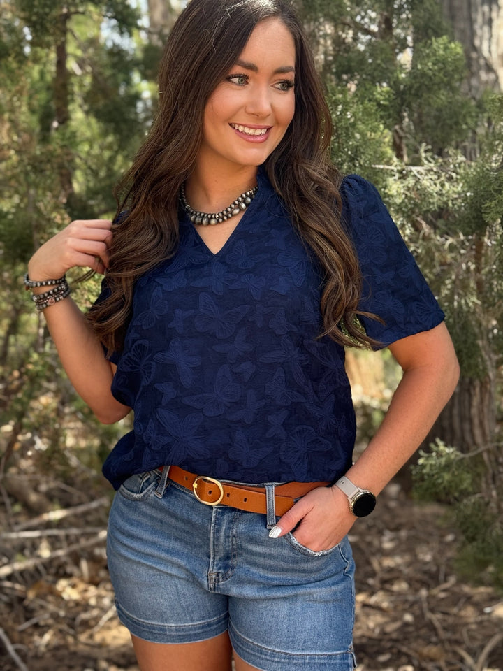Butterfly Kisses Navy Top