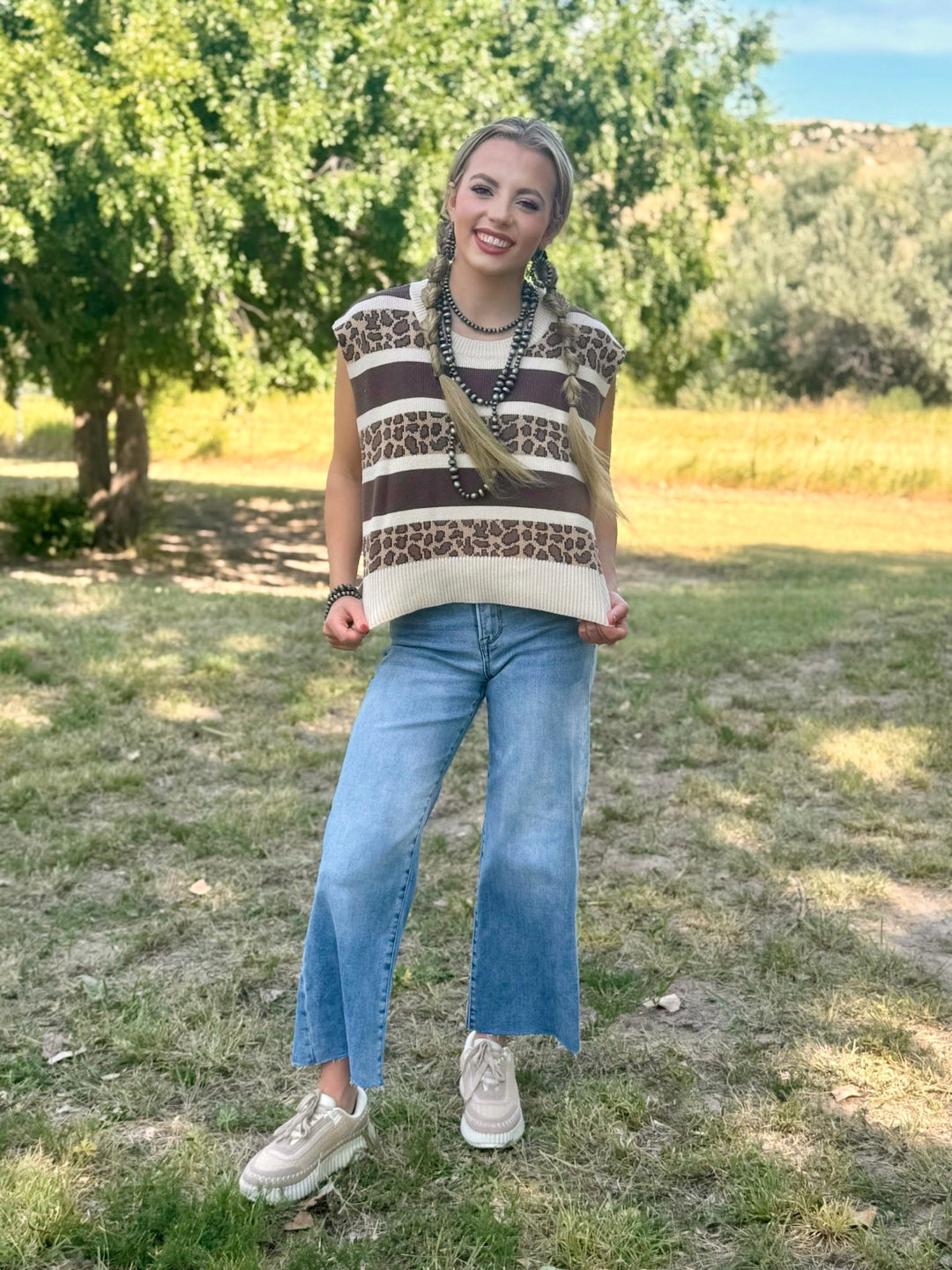 Safari Striped Sleeveless Sweater