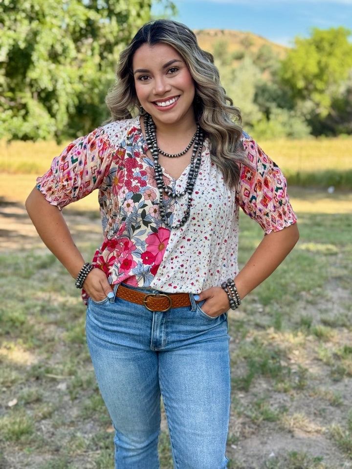 Beverly Floral Peasant Sleeve Blouse