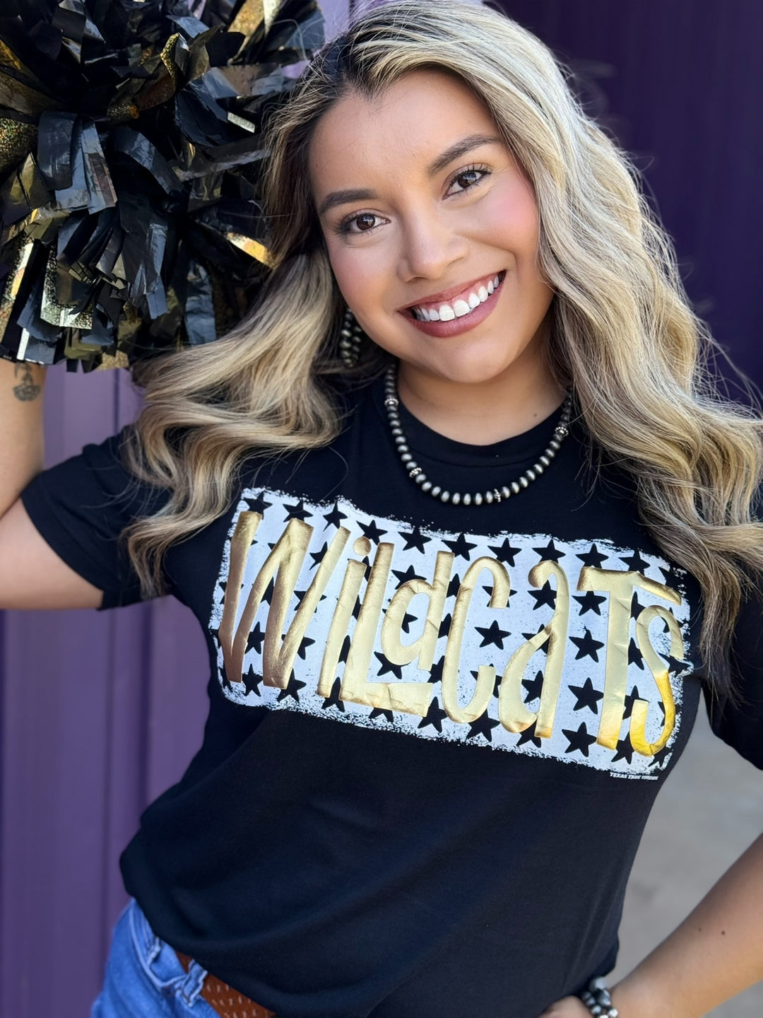 Metallic Puff Mascot with Stars Tee by Texas True Threads