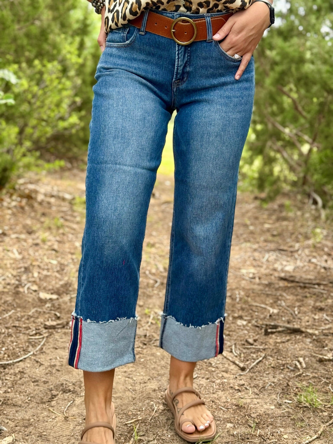 Simone Mid Rise Crop Cuffed Jeans by Risen