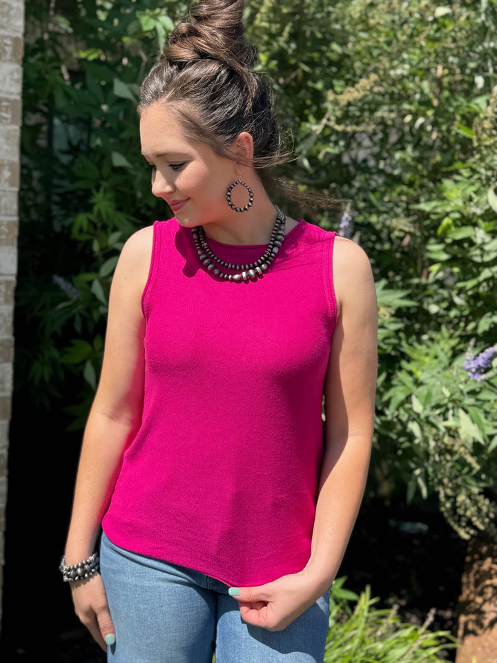 Dawn Magenta Sweater Tank Top