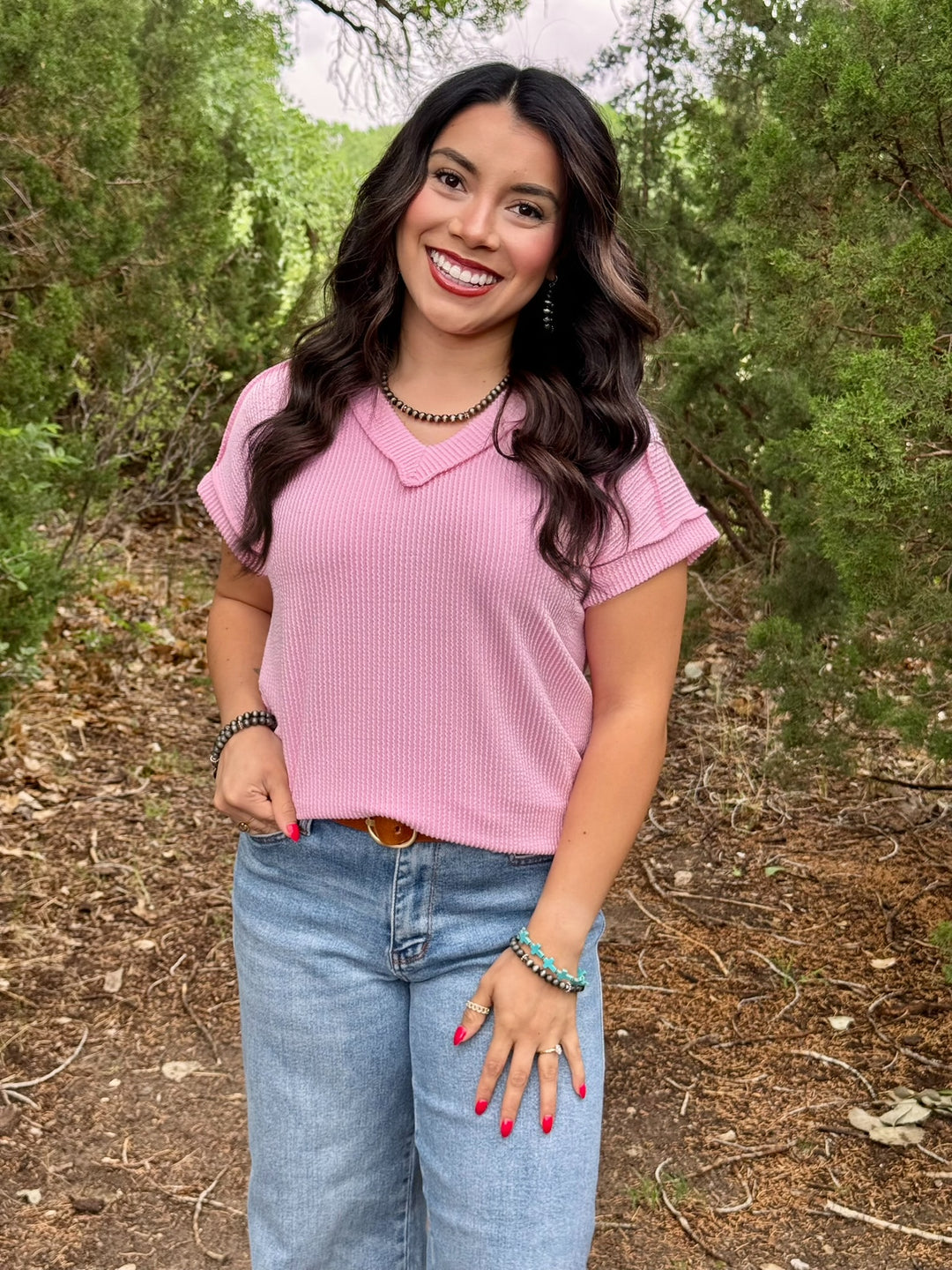 Sasha Ribbed V-Neck Top