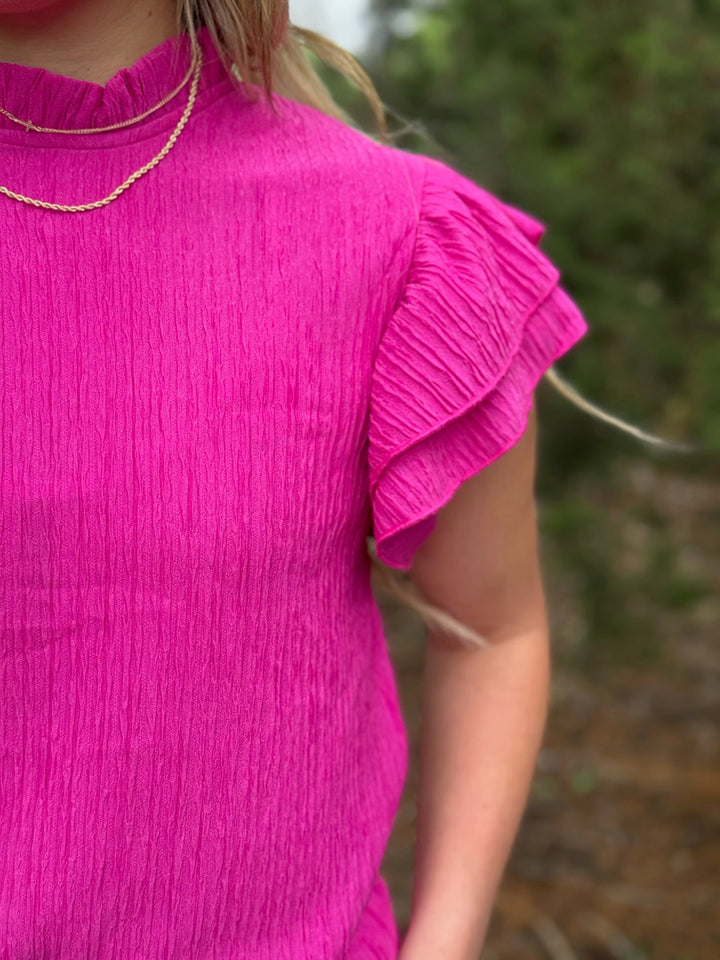 Kassi Pink Crinkle Top