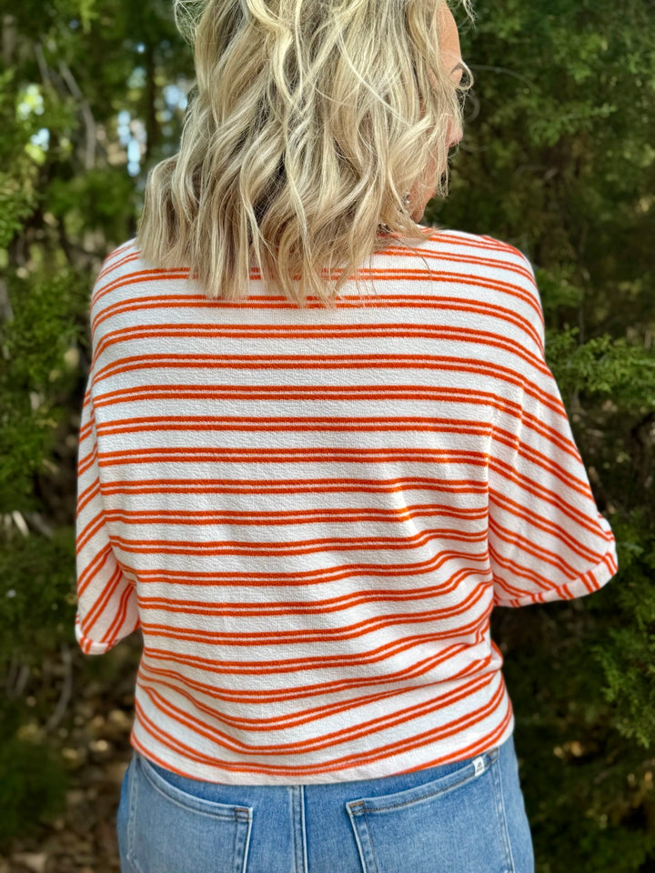 Nora Orange & White Top