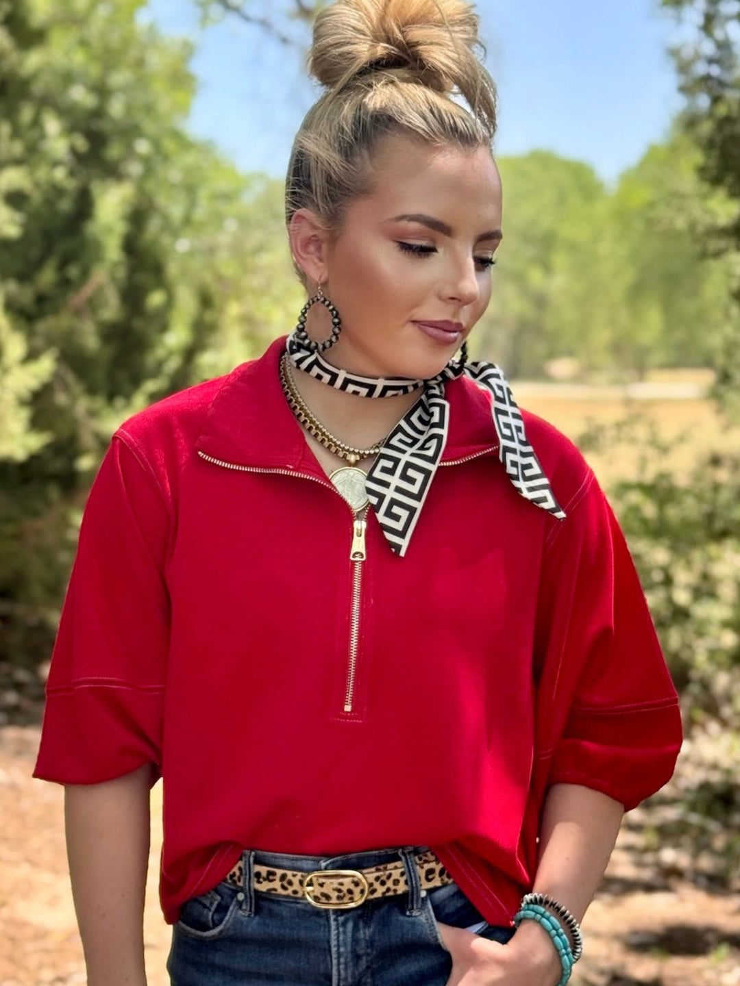 I'm A Fan 1/4 Zip Top