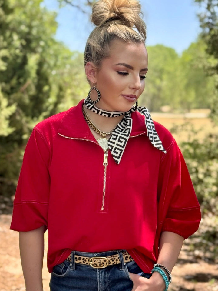 I'm A Fan 1/4 Zip Top