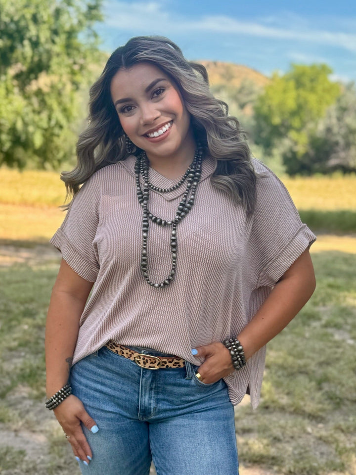 Rayna Tan Ribbed Top