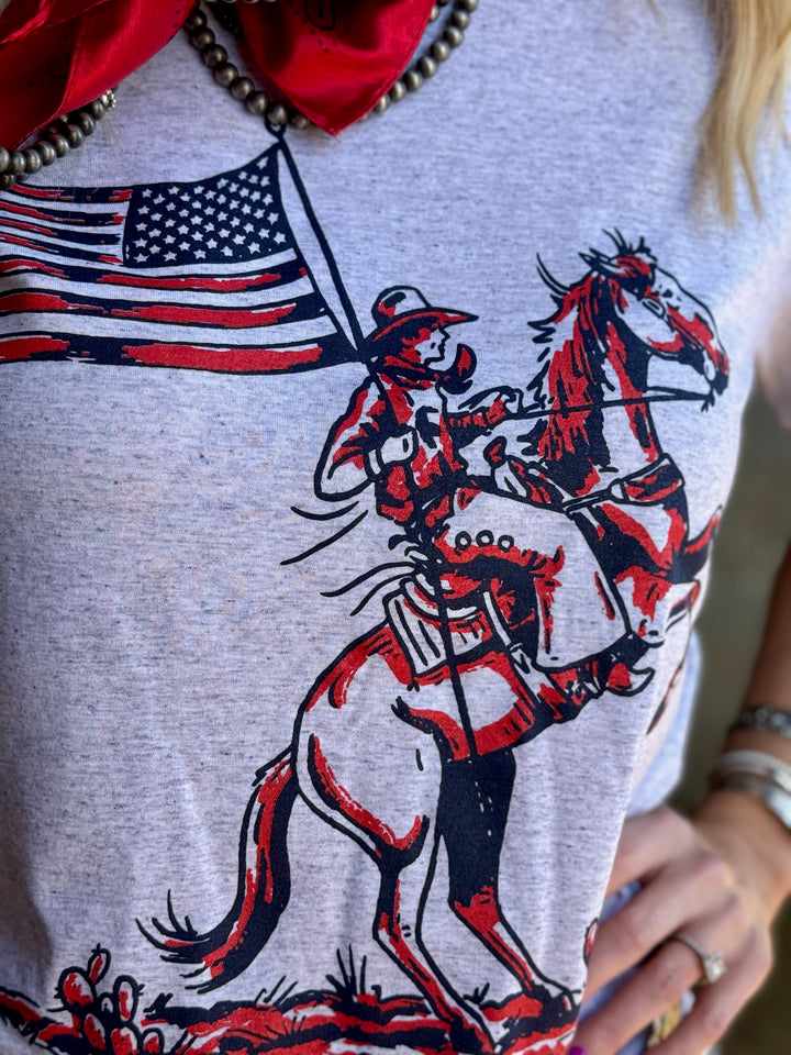 USA Patriotic Cowboy Graphic Tee by Texas True Threads
