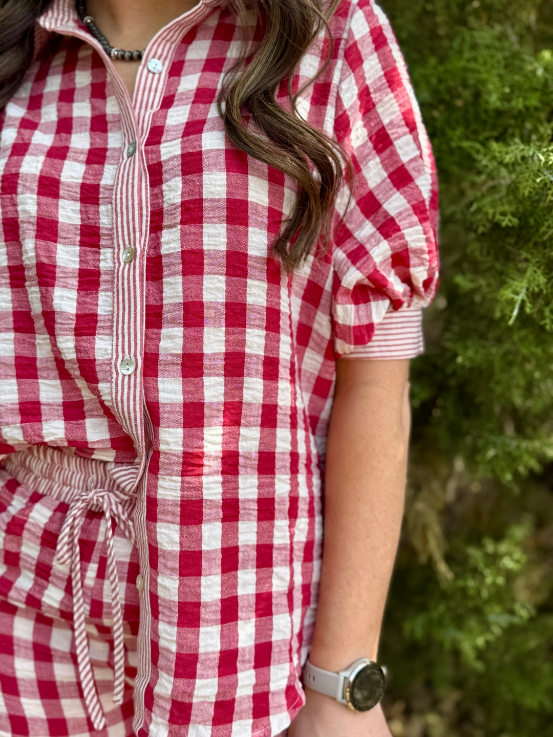 Vivian Red Gingham Short Set