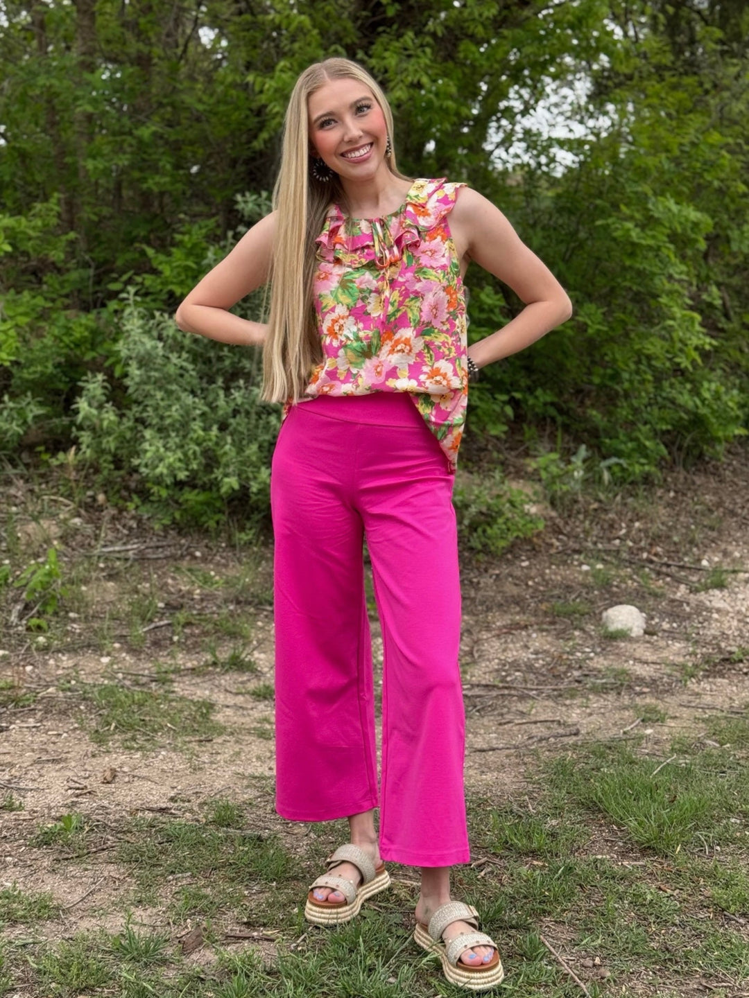 Watercolor Floral Pink Top