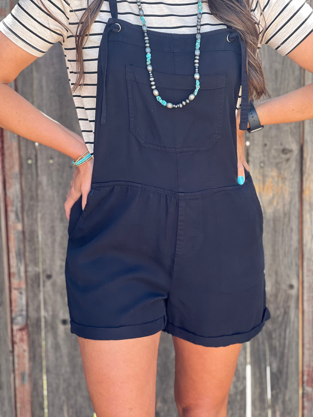 Tanley Black Tencel Short Romper