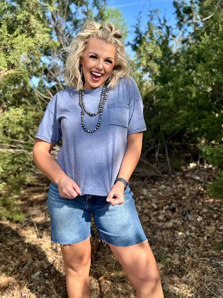 Lola Exposed Hem Pocket Tee