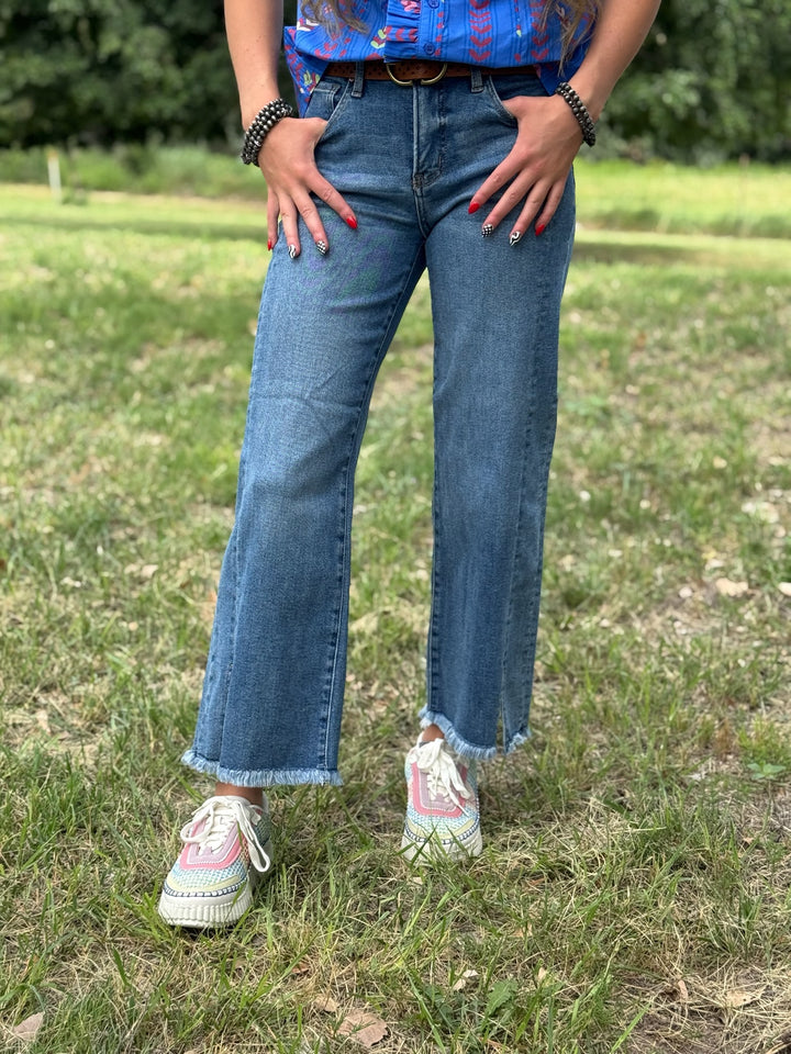 Sydney Tummy Control Wide Leg Crop Jean by Risen