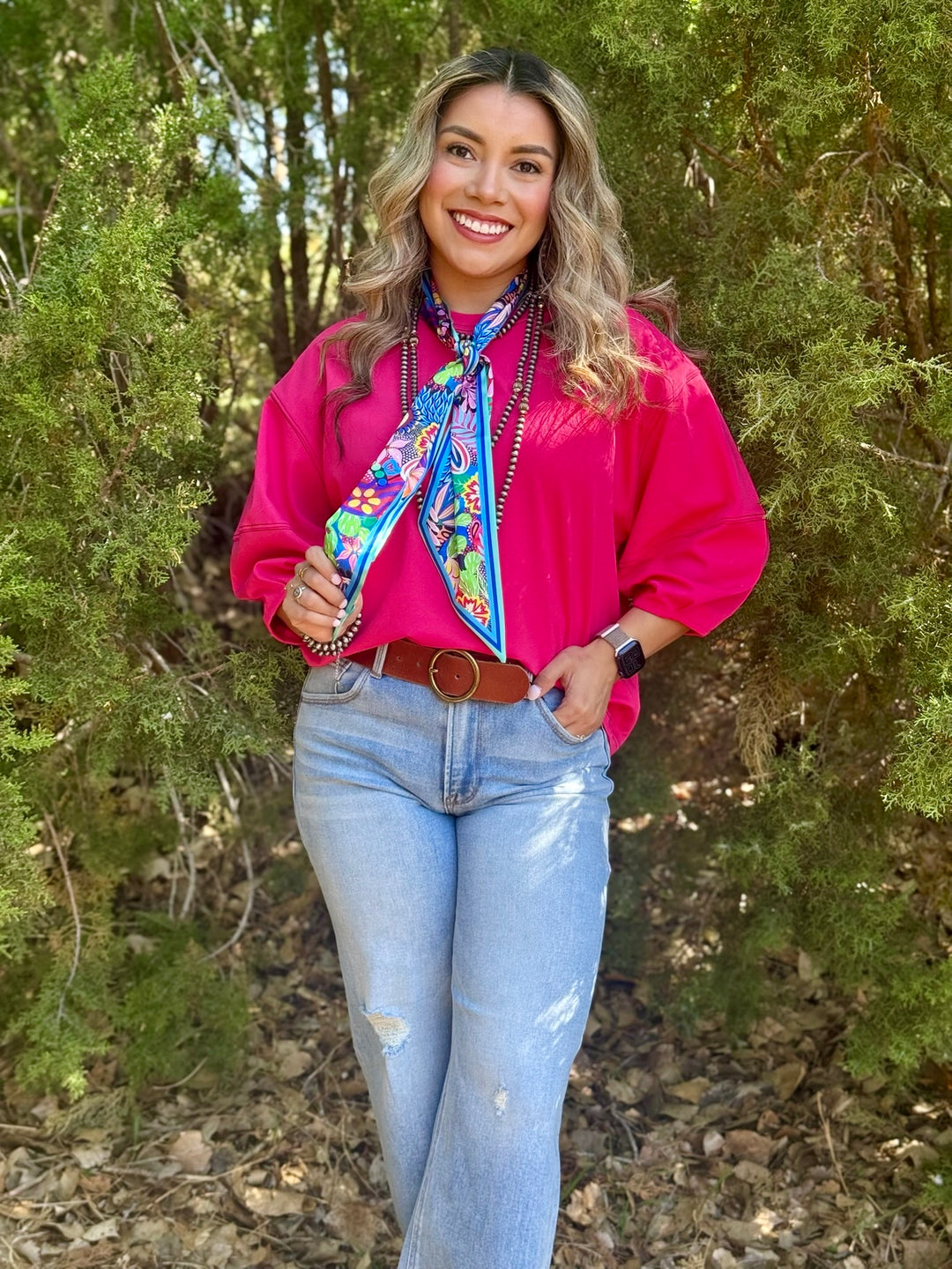 Landree Pink 3/4 Sleeve Top