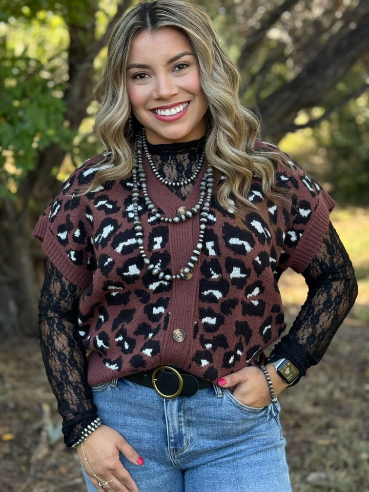 Renee Leopard Short Sleeve Button Down Cardigan