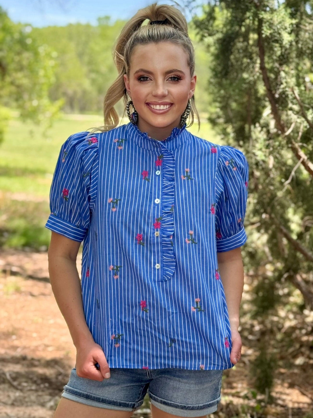 All The Floral Puff Sleeve Top