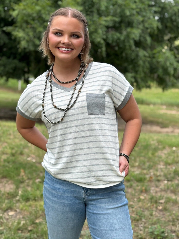 Meredith Gray V-Neck Striped Top